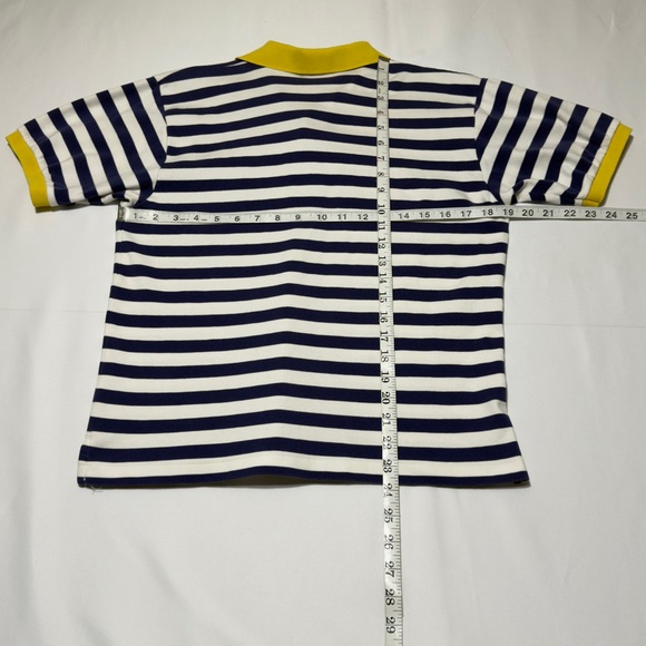 Charter Club Blue & White Boys M Striped Polo Shirt Yellow Accents Excellent - Picture 5 of 7